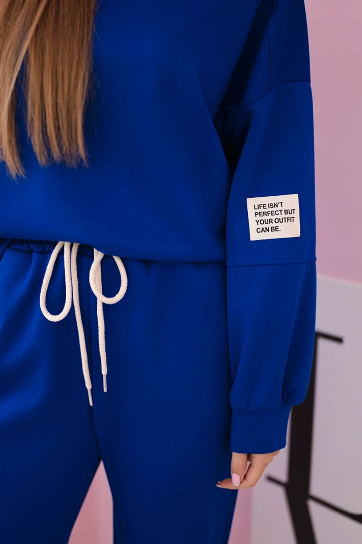 Set sweatshirt + pants buttery fabric cornflower blue