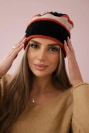 Women's cap Kinga K297 black + dark pink + beige