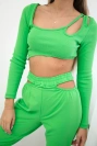 Sada s blůzou top zelená neonová