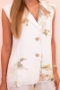 Women's set made of viscose, vest and pants in floral, white