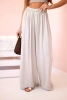 Weite Damenhose aus Viskose mit elastischem Bund dunkelbeige