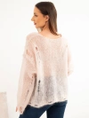 Women’s sweater made of 70% kid mohair with buttons with a worn effect beige