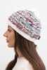 Dámská zimní čepice s barevným vláknem a elastickým stahováním K352 bílá+modrá+tmavě růžová