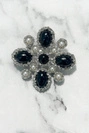 Brosche Blume 2 silber + schwarz