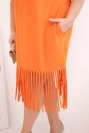 Dámske bavlnené šaty s výstrihom do V a strapcami Plus Size oranžová