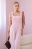 Strappy jumpsuit with ruffled top powder pink