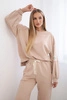 Baumwoll-Sweatshirt-Set mit längerem Rücken +  Hosen Dunkelbeige