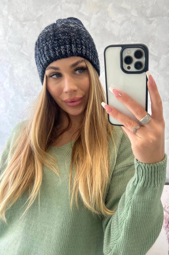 Čapica s fleece Melisa K241 čierna+námornícka modrá