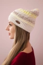 Čapica s fleece Patrycja K254 žltá + béžová