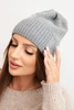 Women's winter hat made of wool with a classic ribbed knit K444 gray