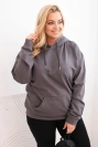 Moteriška plus size medvilninė su kapisonu ir kengūros kišene grafito spalvos