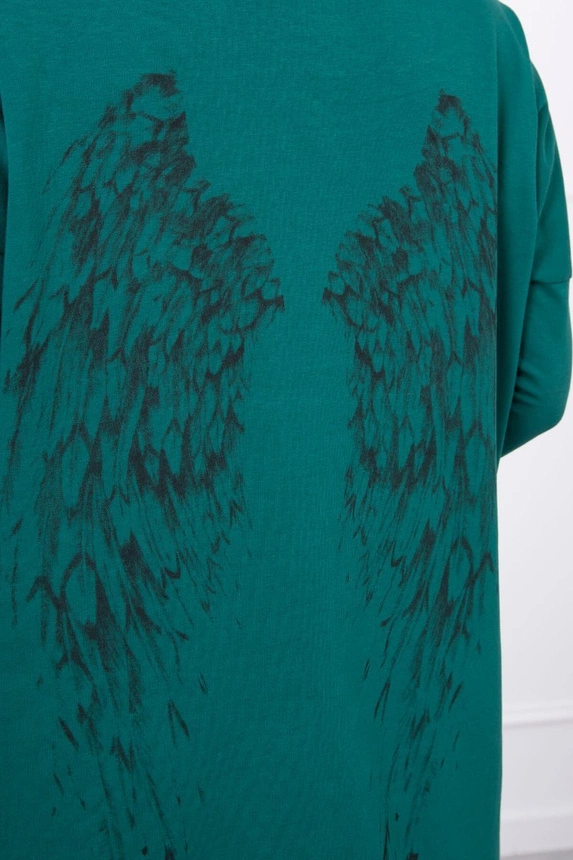 Sweatshirt with a print of wings green
