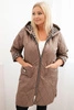 Damenjacke gesteppte Plus Size mit Futter in Leopardenmuster und Kapuze fango