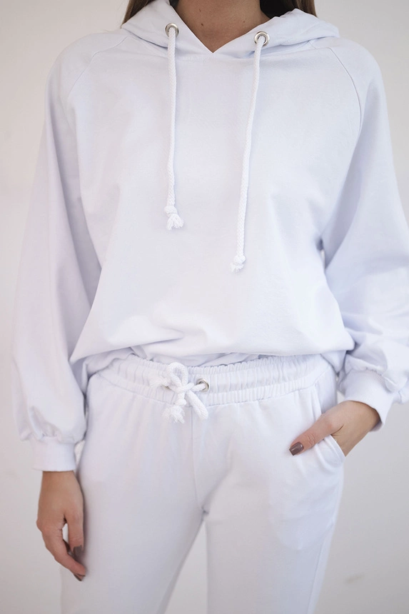 Sweatshirt set with a hood white