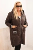 Damenjacke Plus Size mit Kapuze und sportlichen Bündchen braun