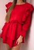 Dress with vertical flounces red