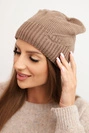Damenwintermütze aus Wolle mit Rippstrick K471 mocca