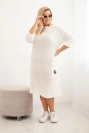 Damen Plus Size Strickkleid mit Mohair Oversize mit Tasche ecru