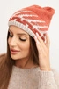 Women's winter wool hat with zirconia and pattern K455 mocha
