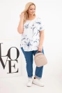 Damen-Baumwollbluse Plus-Size mit kurzem Ärmel und Tasche weiß