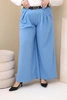 Damen Plus Size Viskosehose mit weitem Bein und Gürtel blau