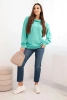 Women's looped cotton hoodie with a kangaroo pocket mint