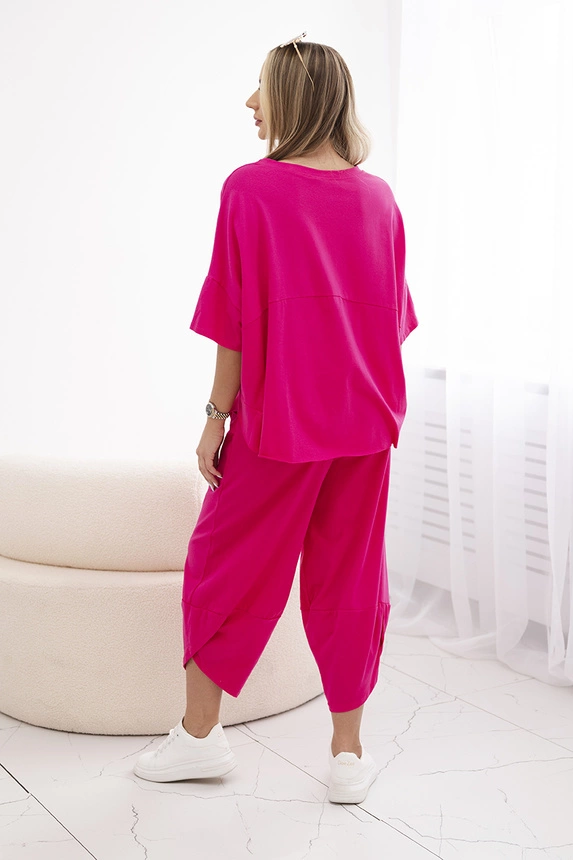 Cotton set blouse + trousers fuchsia