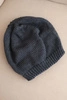 Women's winter hat with ears and ribbed knit K440 graphite