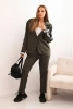 Women's set with viscose, featuring a piping and a sporty blazer khaki