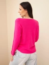 Women's sweater with viscose and a V-neck fuchsia