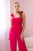 Strappy jumpsuit with ruffled top fuchsia