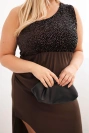 Dámská večerní šaty Plus Size na jedno rameno hnědá