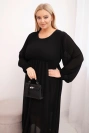 Women's Plus Size pleated dress made of viscose with long sleeves black
