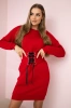 Insulated dress with a decorative belt red