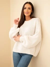 Damen Oversize Pullover mit rundem Ausschnitt und Bündchen hellbeige