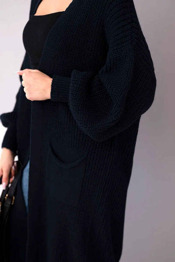 Pullover lange Strickjacke Dunkler Denim