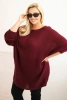 Women's Plus Size Sweater with Mohair Poncho burgundy