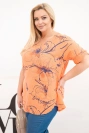 Women's cotton Plus Size top with short sleeves and a pocket orange