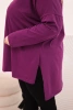 Asymmetrical Plus Size women's blouse with long sleeves dark purple