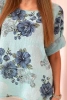 Women's cotton blouse with short sleeves and a floral pattern mint