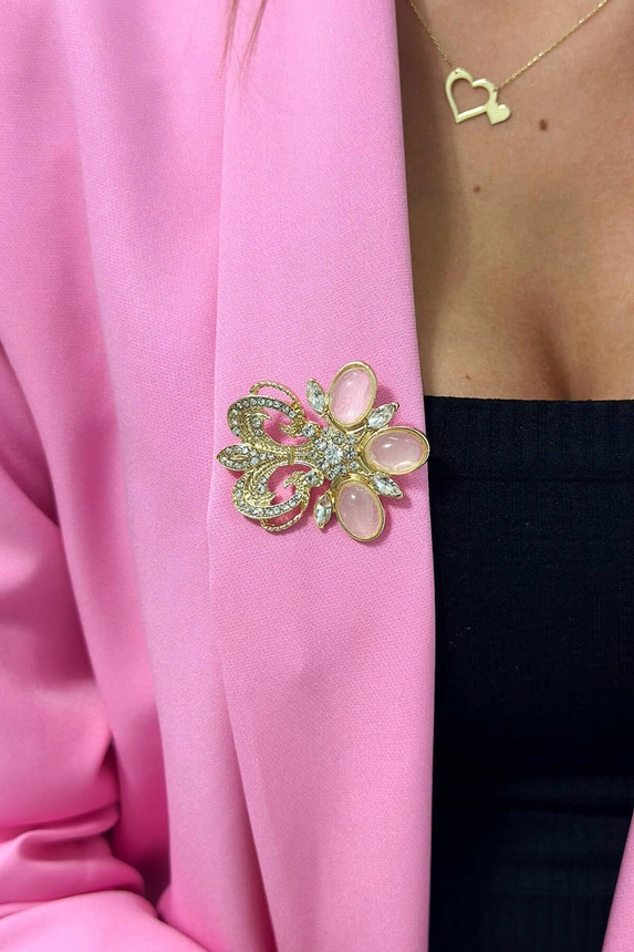 Brooch XZ459-74 gold + white