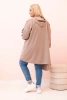 Bluza damska Plus Size z wiskozą rozpinana z kapturem ciemno beżowa