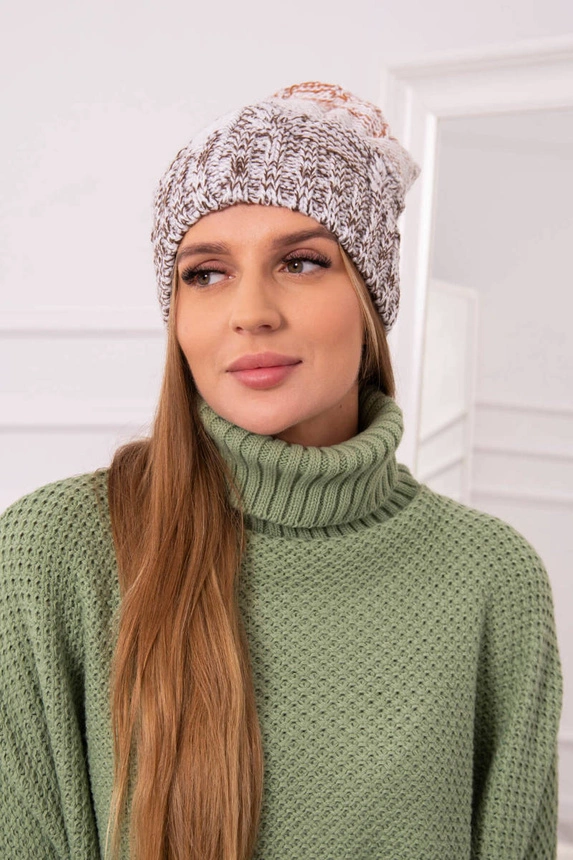 Čapica s fleece Dolores K303 hnedá+biela+červená