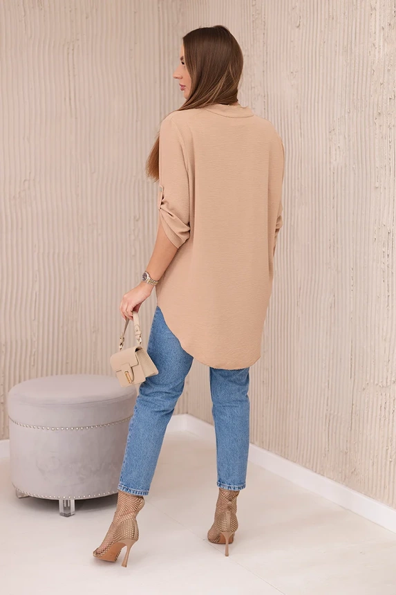 Bluse mit längerem Rücken Kamel