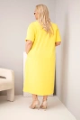 Damenkleid Plus Size aus Baumwolle mit V-Ausschnitt gelb