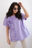 New punto blouse with decorative flower violet