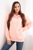 Women's looped cotton hoodie with a kangaroo pocket salmon