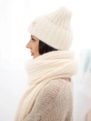 Damen-Set Mütze und langer Schal hellbeige