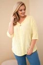 Women's cotton Plus Size blouse with a button-front neckline yellow