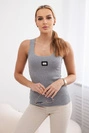Gerippte Bluse mit grauem Blouson